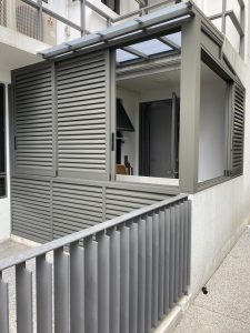 Aluminium louver for ground floor unit